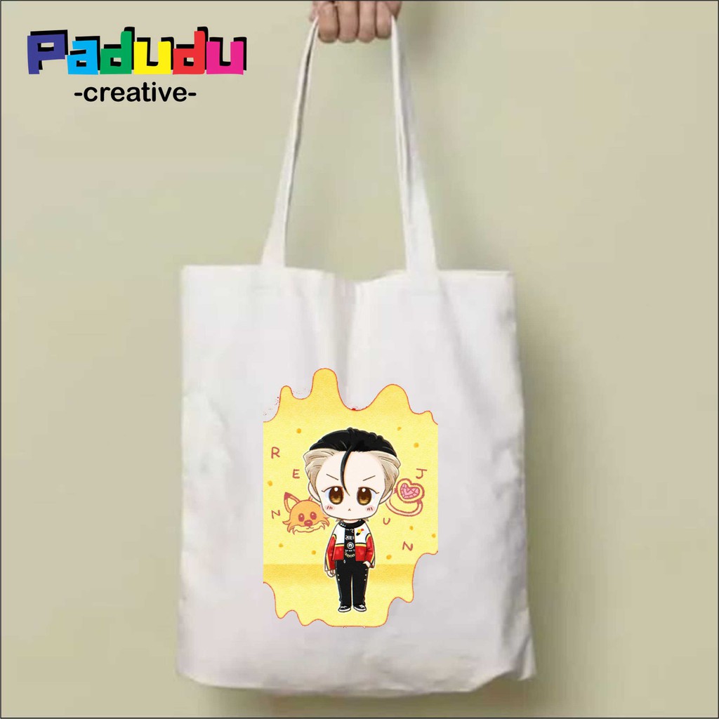 Tas Totebag nct dream renjun fanart Aesthetic Blacu Vintage Tas Belanja