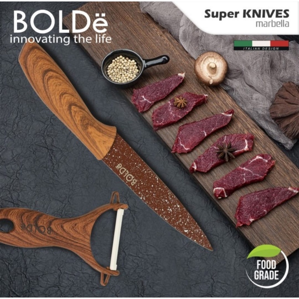 Pisau Set Bolde Marbella 6pcs Bolde Knives Set + Gunting Knifes Set Pisau Dapur Pisau Daging Gunting Dapur