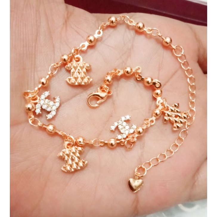 Rsdrj41. Gelang tangan xuping wanita lapis emas dgn mata zircon ukuran 18 cm