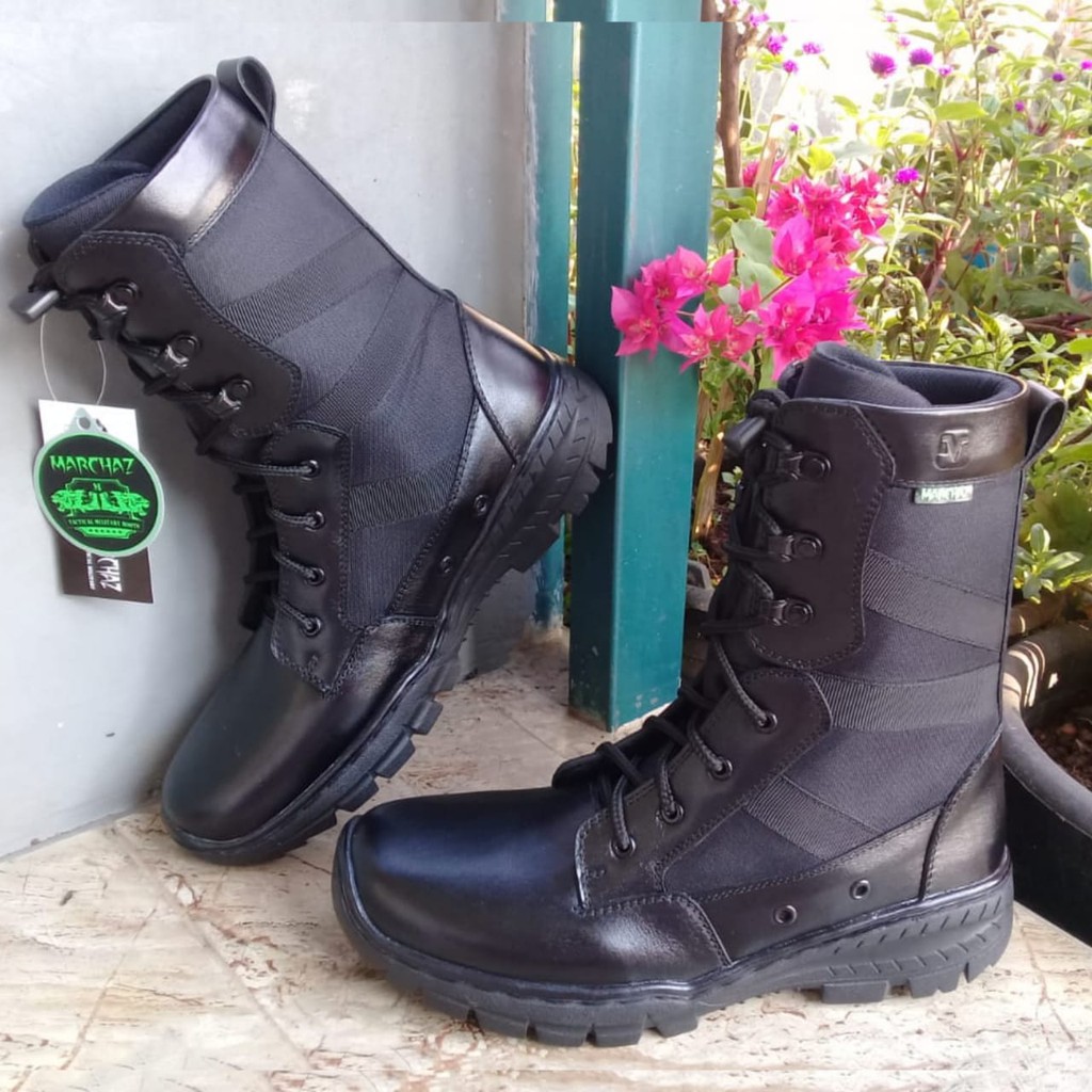 Sepatu PDL Ninja Kulit Asli Merk MARCHAZ Sepatu PDL Tni Polri Security Satpam Sepatu Boots Pria