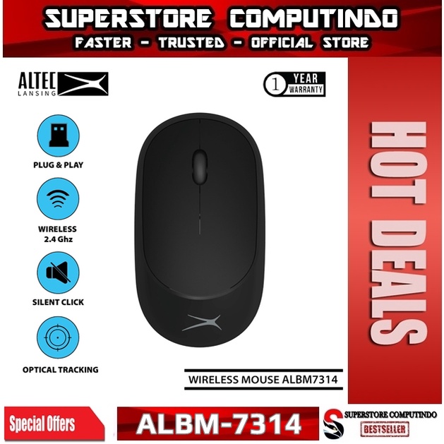 Mouse Wireless Altec Lansing ALBM-7314 Silent Black | Altec ALBM7314