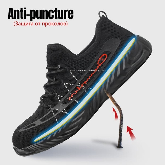 Murah Safety shoes gaul sneakers futuristik sporty ringan pria/wanita hitam Diskon