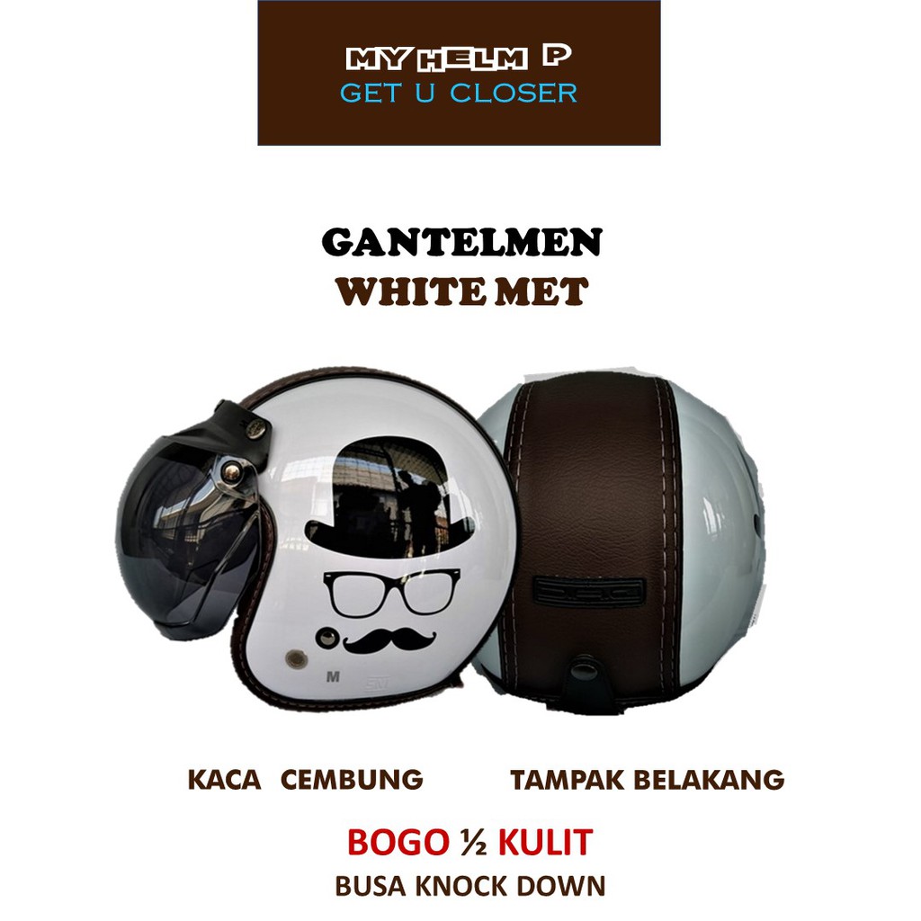 HELM DAG MODEL BOGO MOTIF KACA CEMBUNG SEMI KULIT KUALITAS PREMIUM