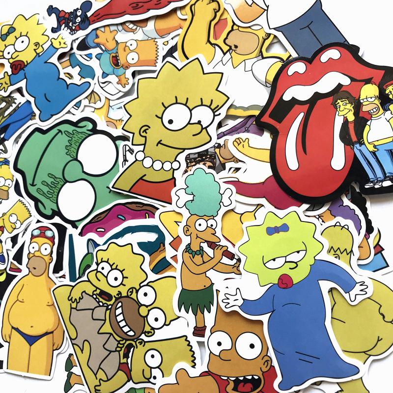 50Pcs Stiker  Vinyl Motif Kartun  Anime The Simpsons untuk 