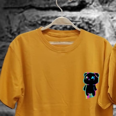 Kaos Tshirt Pria Terbaru Boneka Pelangi Warna Kuning Distro Lengan Pendek Motif Sablon Bergambar Keren