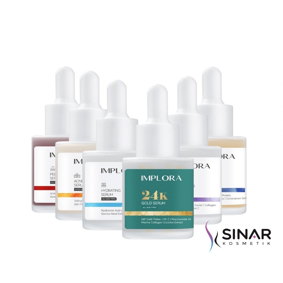 ✦SINAR✦Implora Serum | Acne | Midnight | Luminous Bright | Peeling | Hydrating | 24K Gold Serum Wajah - 20ml