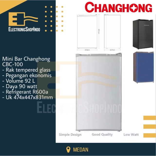 KULKAS MINI CHANGHONG CBC 100 KULKAS PORTABLE CHANGHONG KULKAS 1 PINTU
