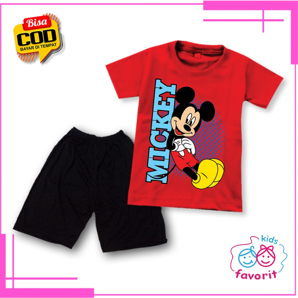 Favorit kids setelan baju anak perempuan lengan pendek motif kartun