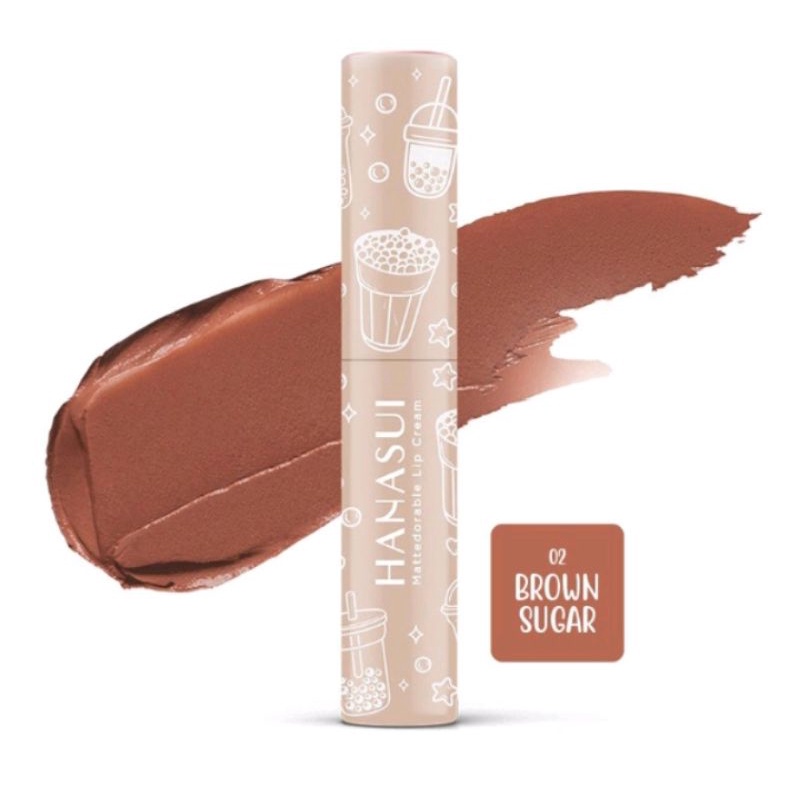 ✨SHASYA✨HANASUI LIP CREAM BROWN SUGAR MATTEDORABLE BOBA EDITON BEST SELLER PRODUCT