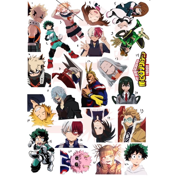 Stiker Anime My Hero Academia (10 Pcs)