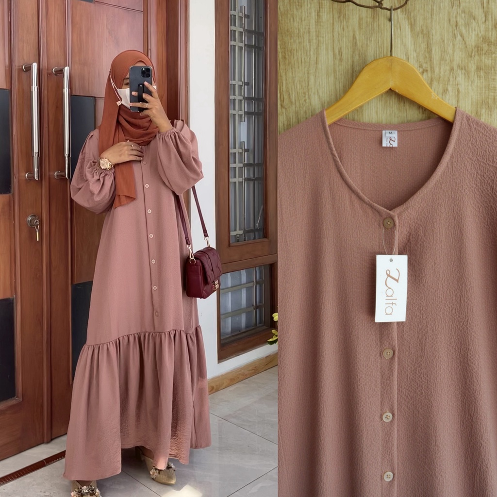 ARSYILA dress by ZALFA OUTFIT / dress crincle / gamis crincle / gamis polos