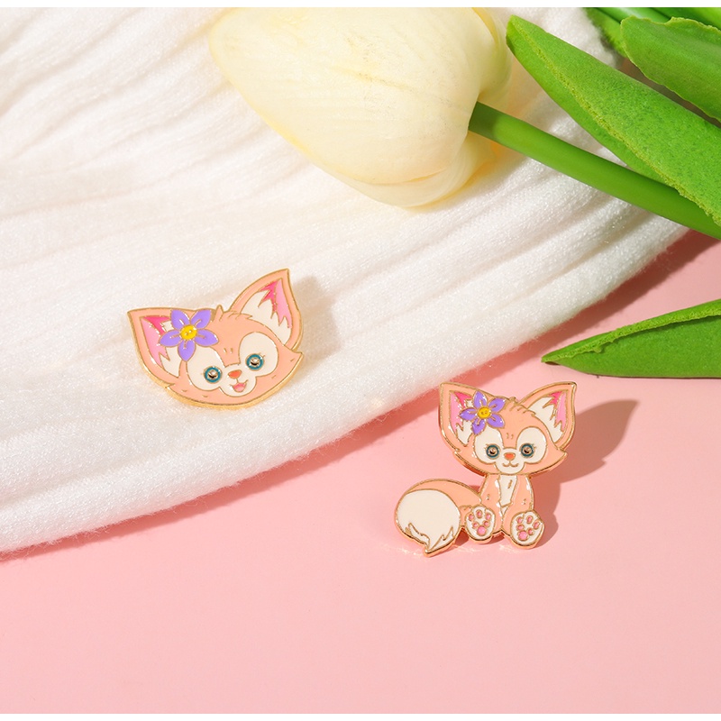 Bros Pin Enamel Bentuk Rubah 2 Gaya Warna Pink Untuk Hadiah Teman