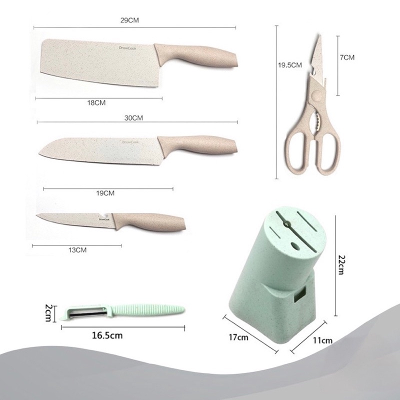 PISAU DAPUR SET 6 IN 1 KITCHEN KNIFE SET 6 IN 1 DENGAN WADAH BERKUALITAS FREE PACKING DUS VD