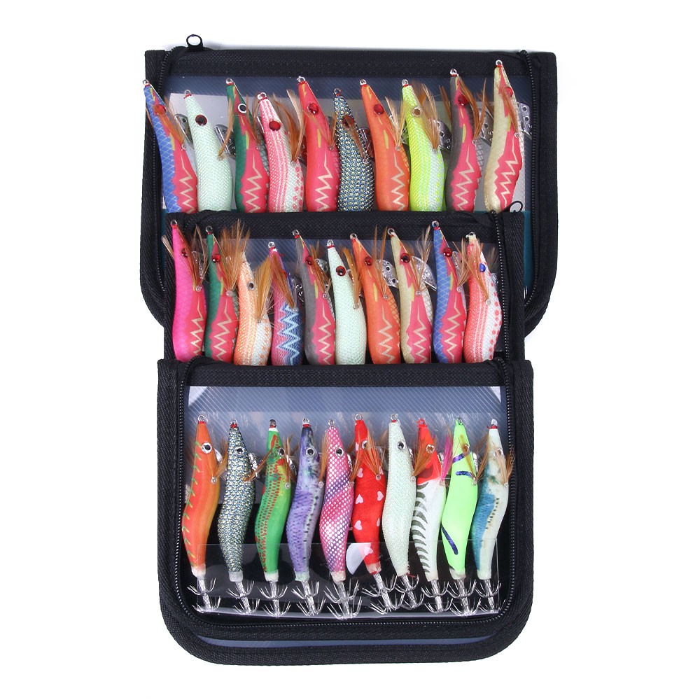 Hengjia 10Pcs Umpan Pancing Bentuk Cumi-cumi Udang 2.5 / 3 / 3.5 # dengan Kail Jig Luminous