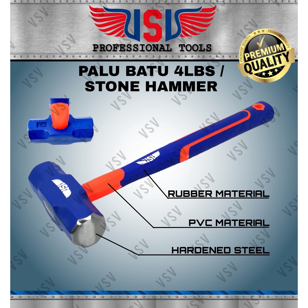 VSV Palu BATU 4LB Martil STONE HAMMER PVC+Rubber handle