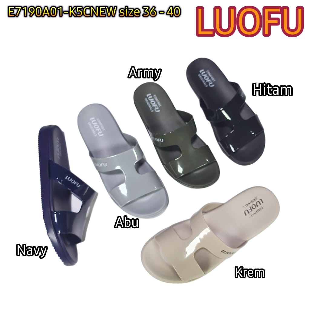 LUOFU ORIGINAL jelly sandal karet empuk murah selop wanita sendal import cewek E7190A01-K5CNEW