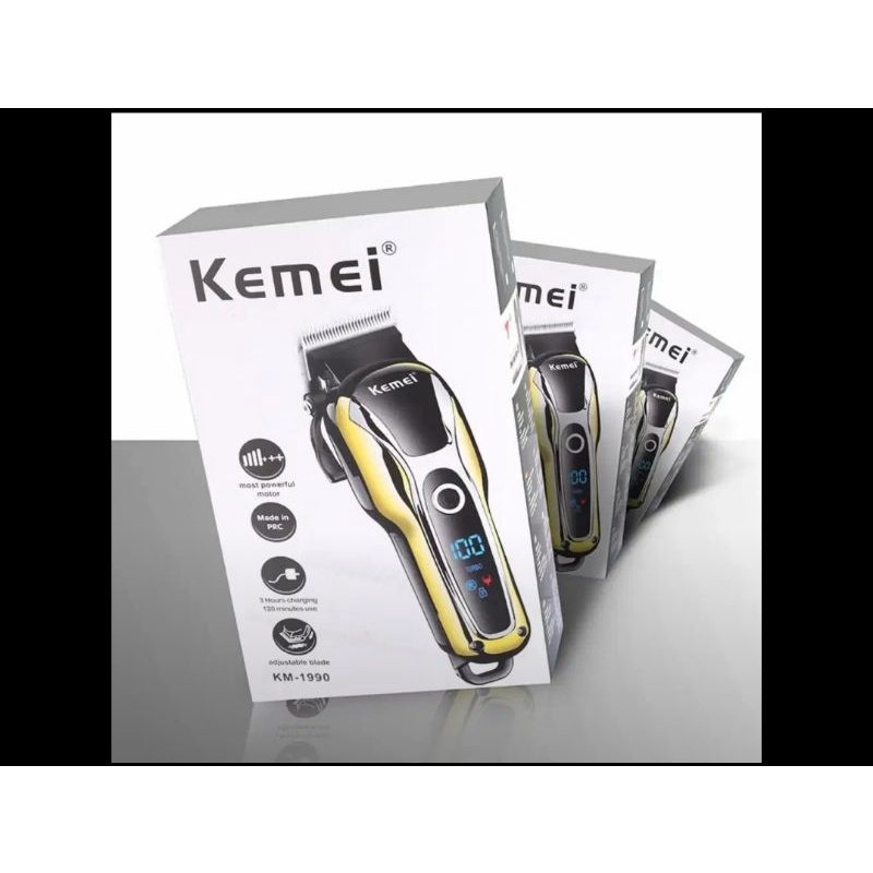 Kemei Alat Cukur Elektrik Hair Trimmer Shaver Rechargeable - Golden