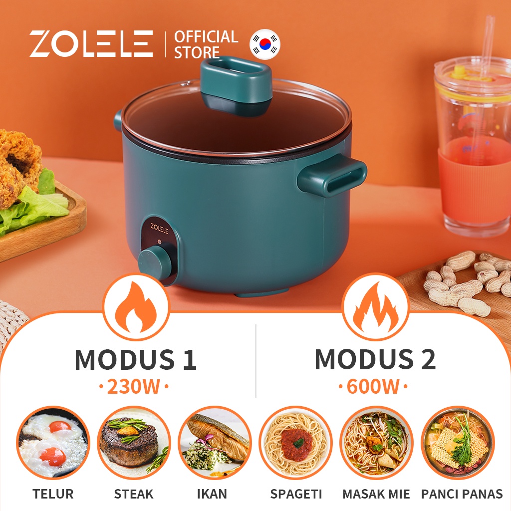 ZOLELE Panci Listrik Multifungsi 3 In 1 Electric Cooker Pot Panci Presto Penanak Nasi Cooker Magiccom Low Carbo Kecil Portable Digital Non Stick Steamer Food Cooker Fry Pan Kukus Deep Fryer Steamer ZC002