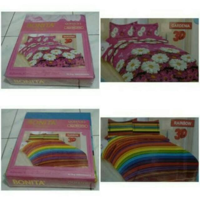 Sprei Bonita Ukuran 160x200 Motif Rainbow dan Gardenia