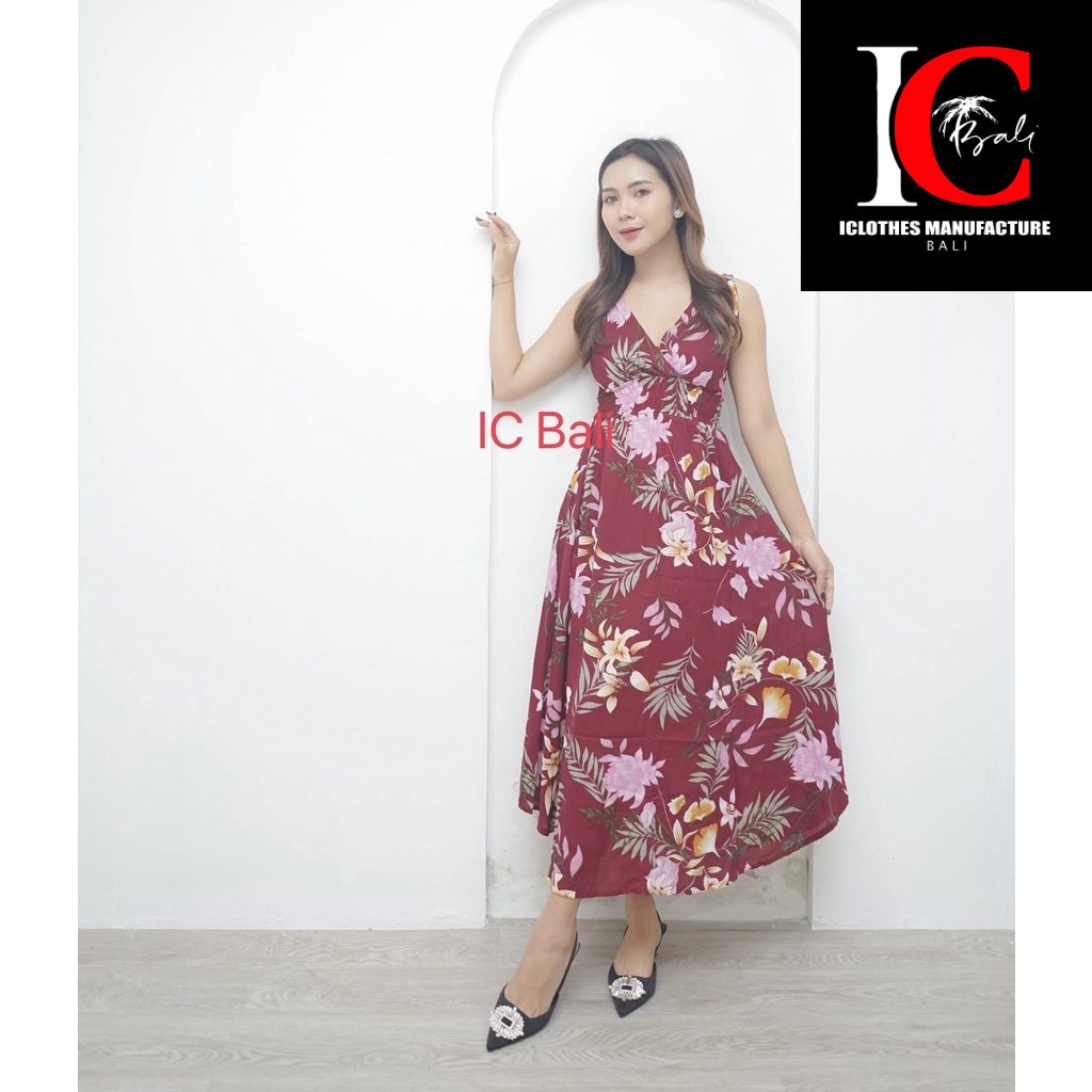 GROSIR DRESS MOZA TALI MOTIF TERATAI MT020/ DASTER RUMAHAN