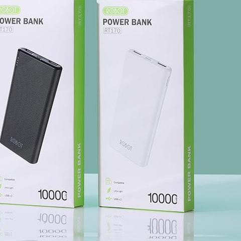 ➩ POWERBANK ROBOT RT170 10000MAH 2 INPUT&OUTPUT ANTI-SLIP ORIGINAL - Putih ➥