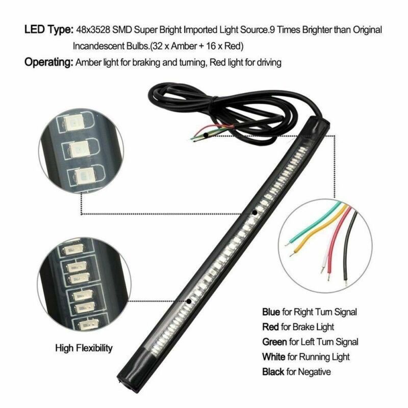 Lampu LED Stop Rem Strip 3 in 1 Sen Sein 17 CM Fleksibel DRL Stoplamp Belakang Motor