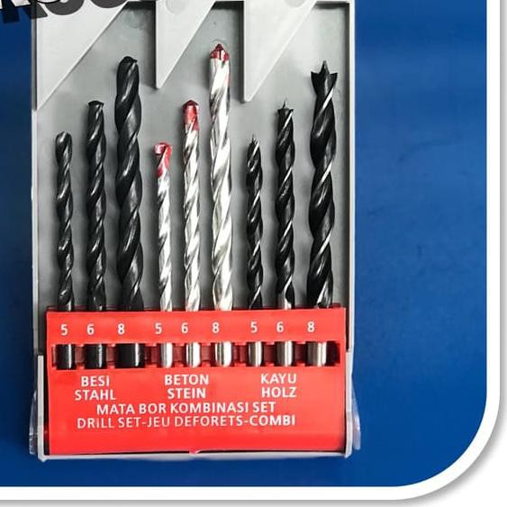 ❇ Mata Bor Set 9pcs ( Mata Bor Besi, Beton dan Kayu ) ➭