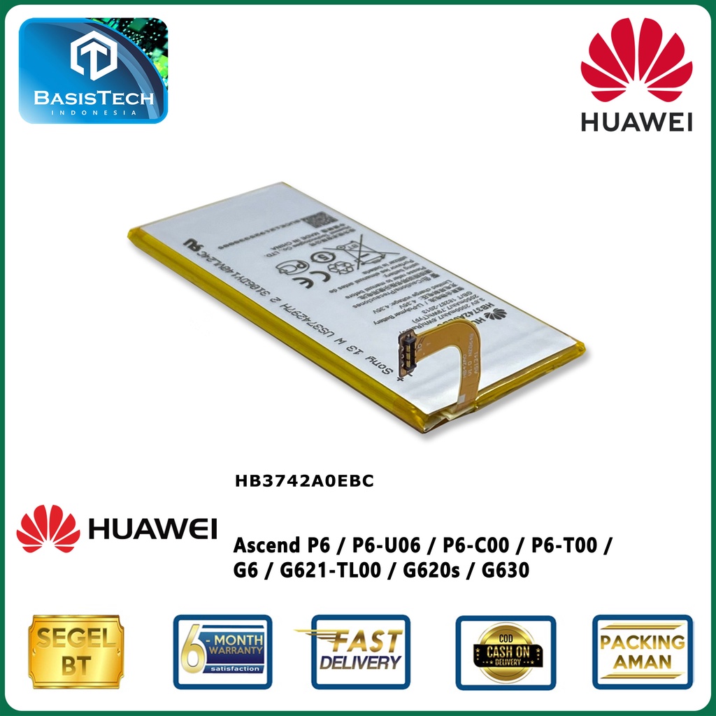 BATERAI HUAWEI ASCEND P6 P6-U06 P6-C00 P6-T00 P6-T00 G6 G620s G630 HB3742A0EBC