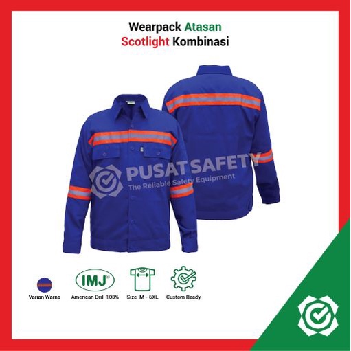 Baju Safety Lengan Panjang Wearpack Kemeja Proyek Scotlight Orange