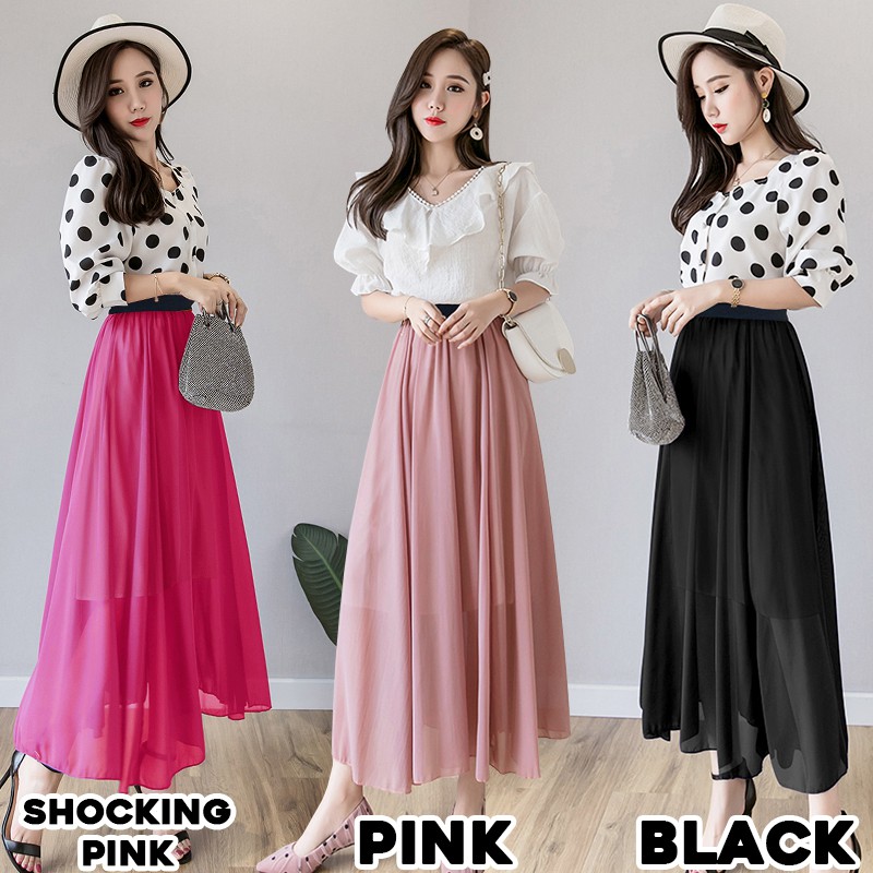 (1103 ROK)Chiffon Long Skirt/Rok sifon/Rok Panjang