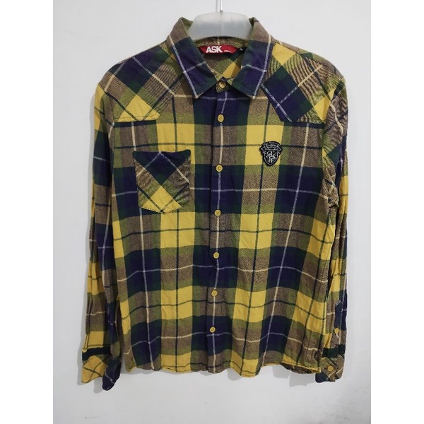 KEMEJA FLANEL ASK KEMEJA KOTAK KOTAK LENGAN PANJANG