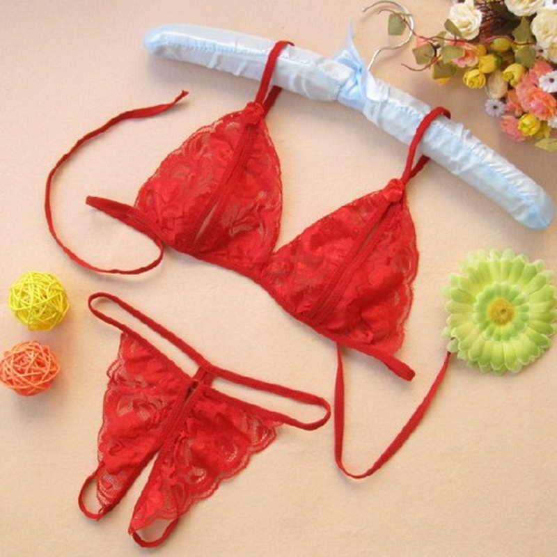 2pcs/set Women Sexy Lingerie Lace Bikini Temptation Nightwear Erotic Lingerie