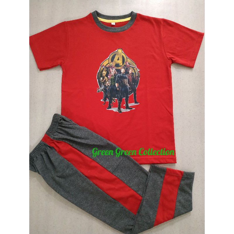 piyama kaos gambar printing Lego/Naruto/spiderman/Avengers