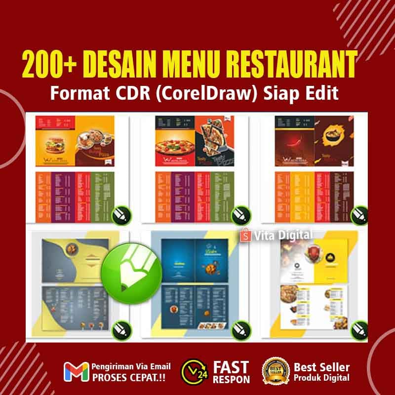 Menu Restaurant 200+ Desain Premium Editable Coreldraw