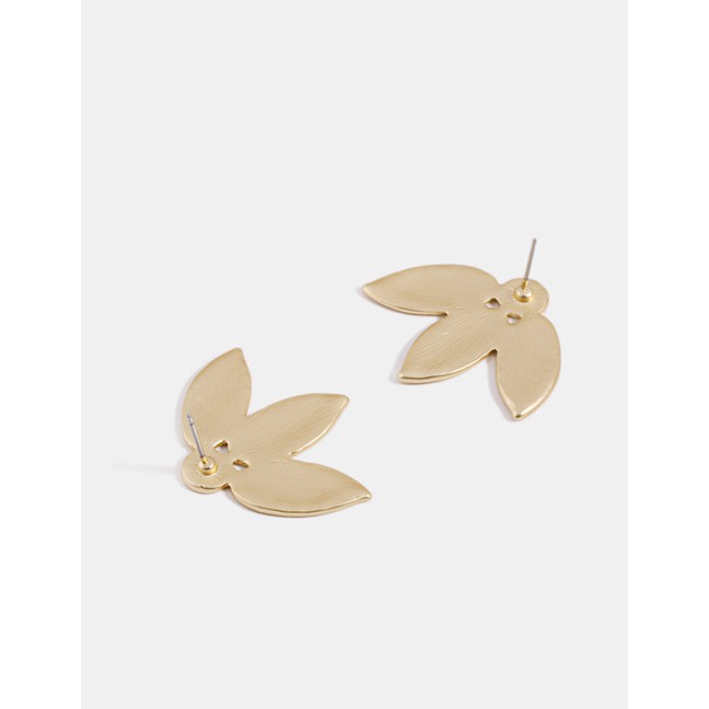 LRC Anting Tusuk Fashion Gold Leaf Alloy Earrings F78994