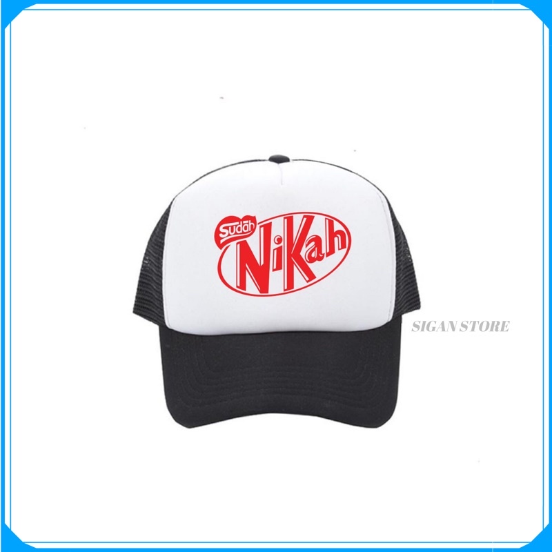 Topi Trucker Sudah Nikah - HITAM PUTIH