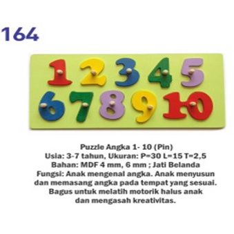 Alat Peraga Edukatif Puzzle Angka 1-10 (Pin)