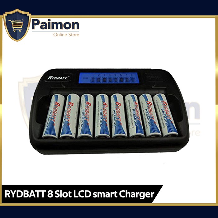 RYDBATT 8 Slot LCD Smart Charger | Charger Battery 8 Slot AA - AAA