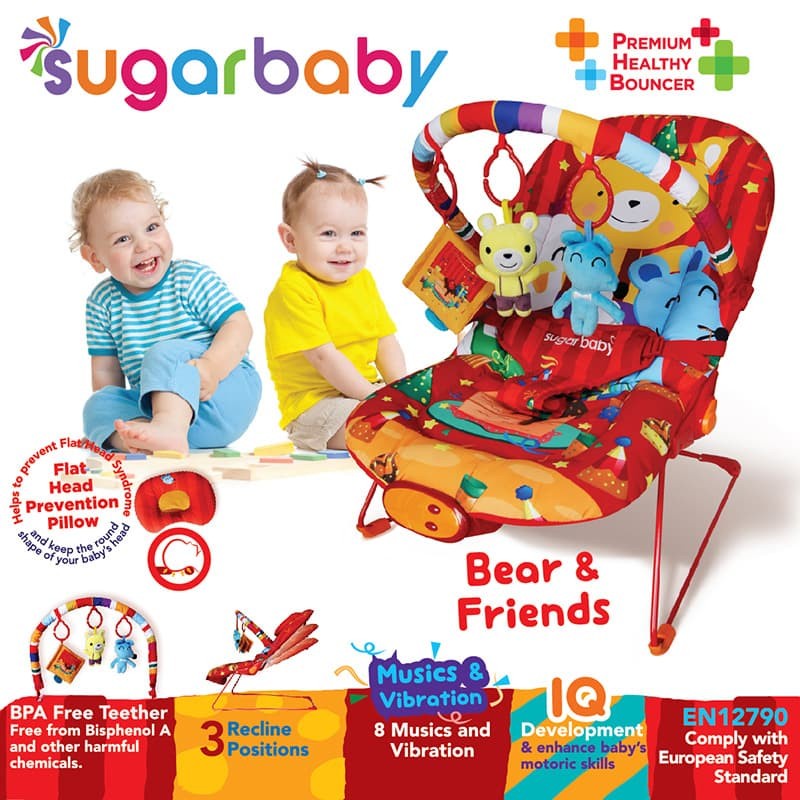 Premium Healthy Bouncer Bayi 3 Recline Sugar Baby