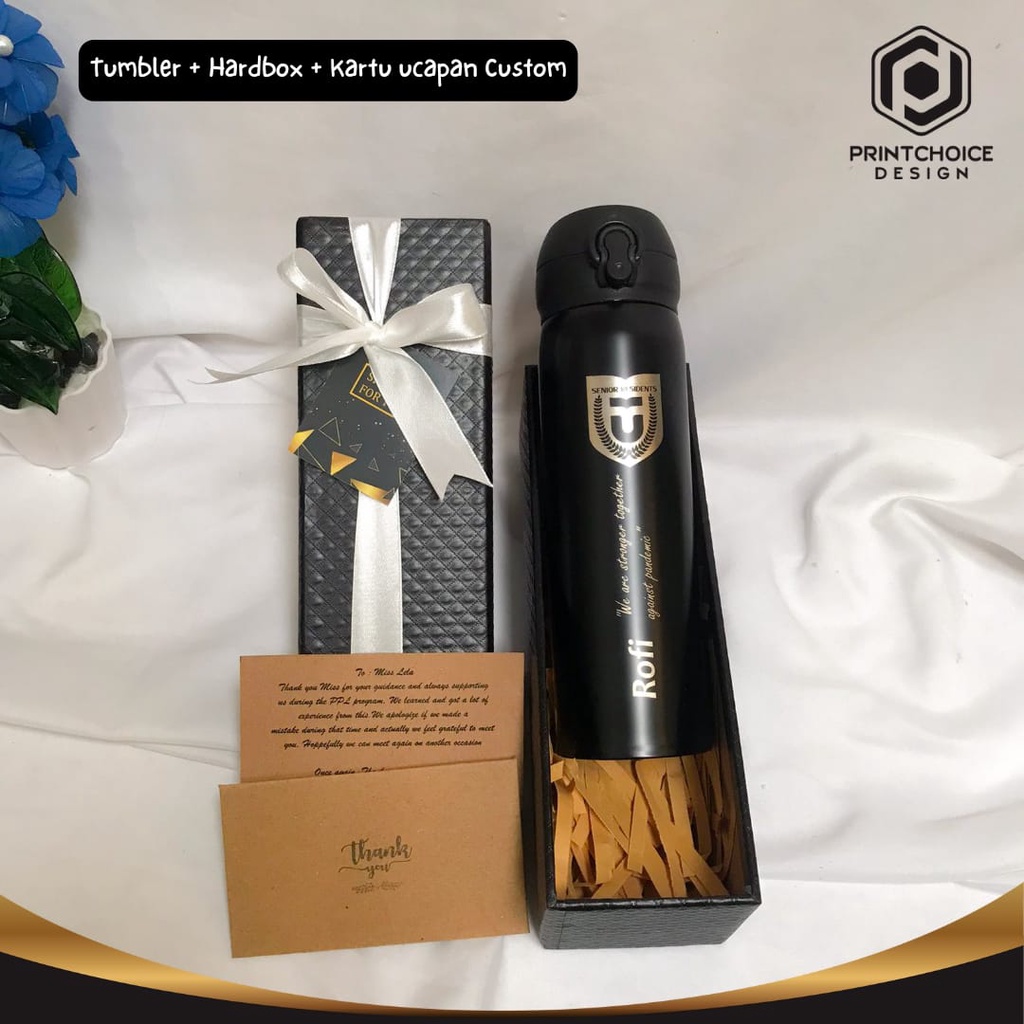Tumbler Custom Hard Box Free Desain Logo Perusahan Nama Satuan Ukuran 500ML
