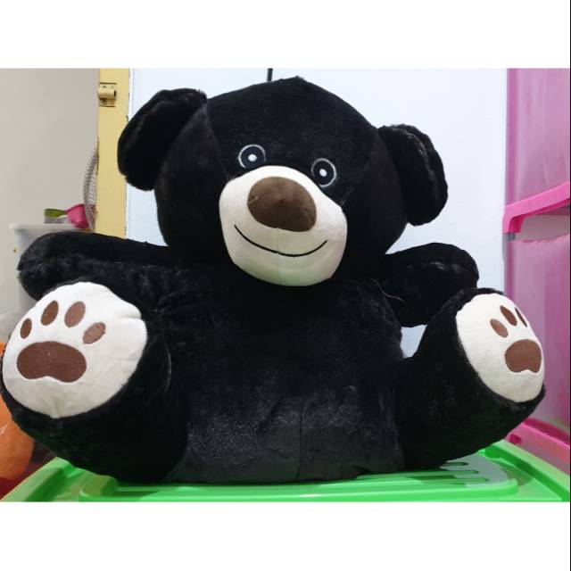 Boneka besar Bear Polos warna Hitam Rasfur size XL, berat 1400gr