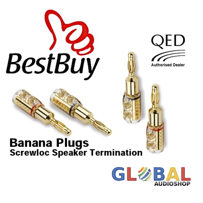 QED SCREWLOC 4mm Banana Plugs Speaker Termination - 2 Pair