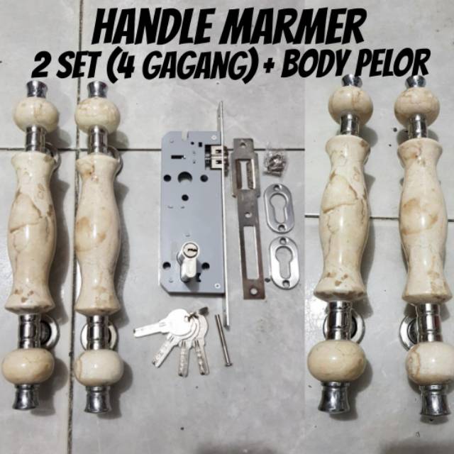 Paket handle pintu marmer 33cm 2set+body pelor