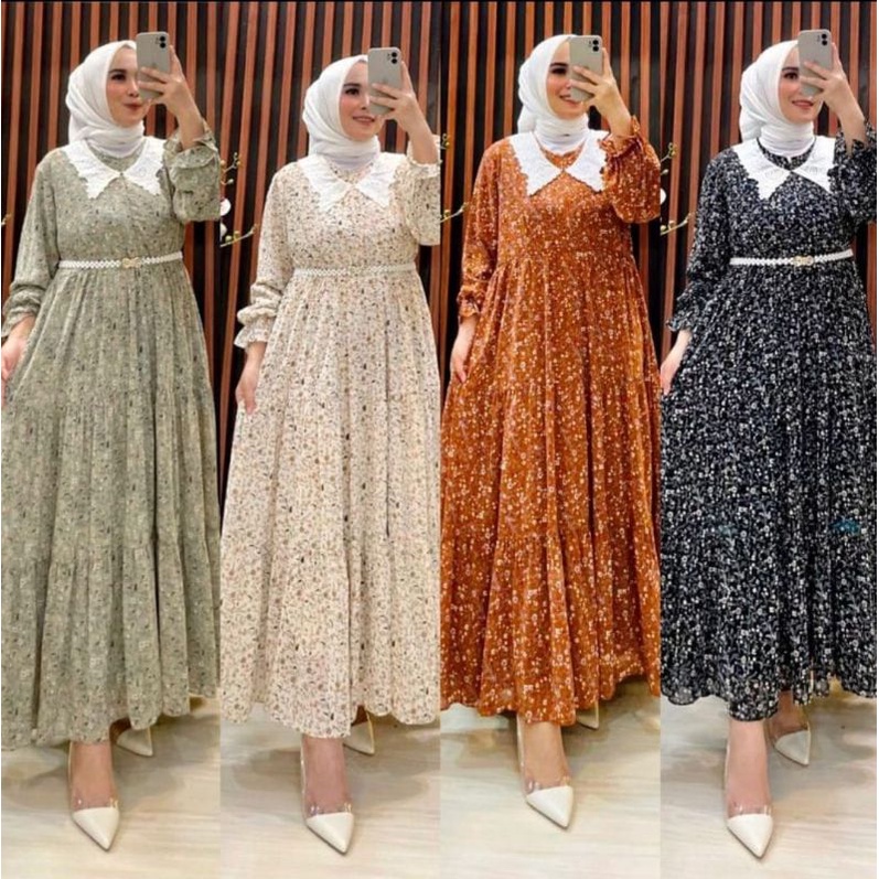 GAMIS CERUTY BABYDOL MOTIF KERAH KOREAN//CERUTY BABYDOLL  RENDA KERAH//Ceruty Babydoll motif busui