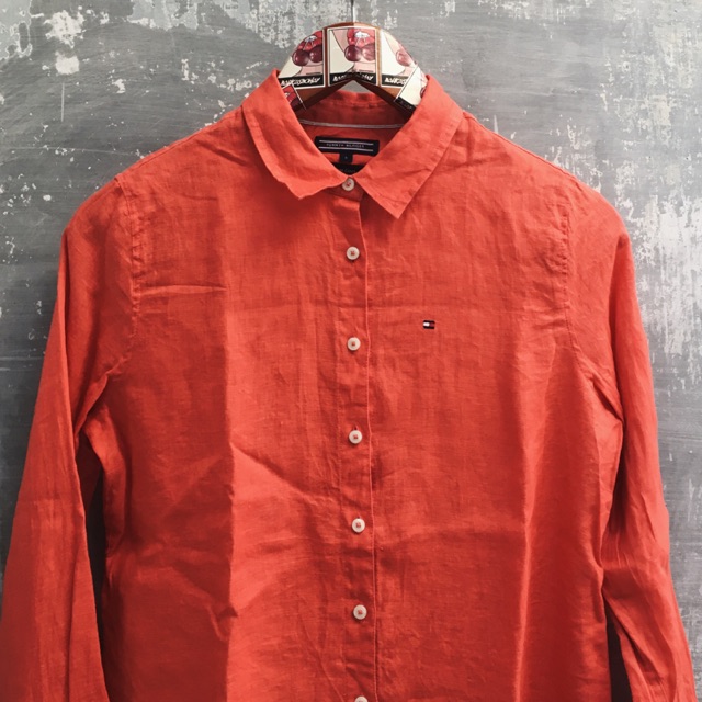 kemeja cewe orange tommy hilfiger second like new