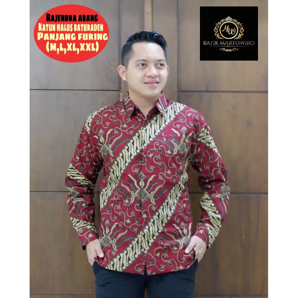 RAJENDRA ABANG Kemeja Batik Pria Lengan Panjang Katun Halus Martowiro FULL FURING