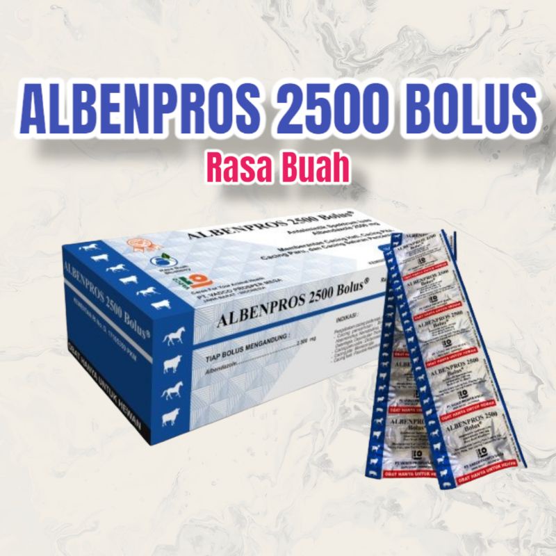 Albenpros 2500 bolus obat cacing sapi kambing rasa buah-1 bolus