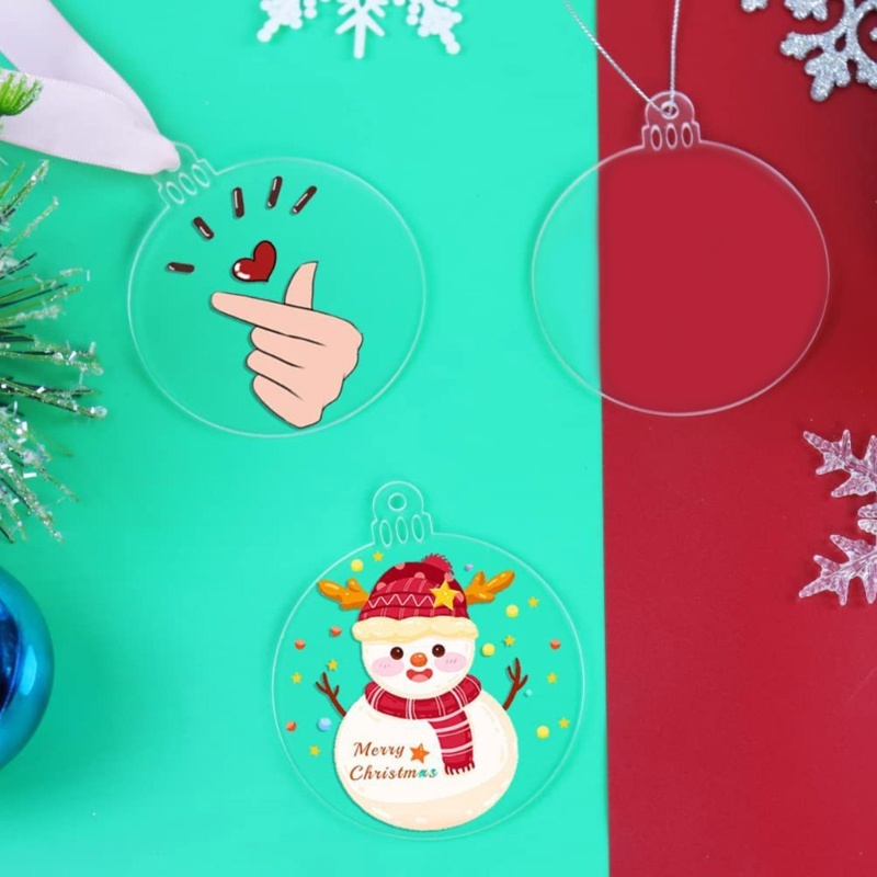 20 Pcs Ornamen Disk Kosong Bahan Akrilik Transparan Untuk Dekorasi Pohon Natal