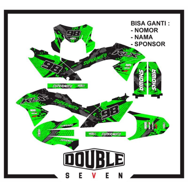 Decal KLX BF hijau variasi bercak