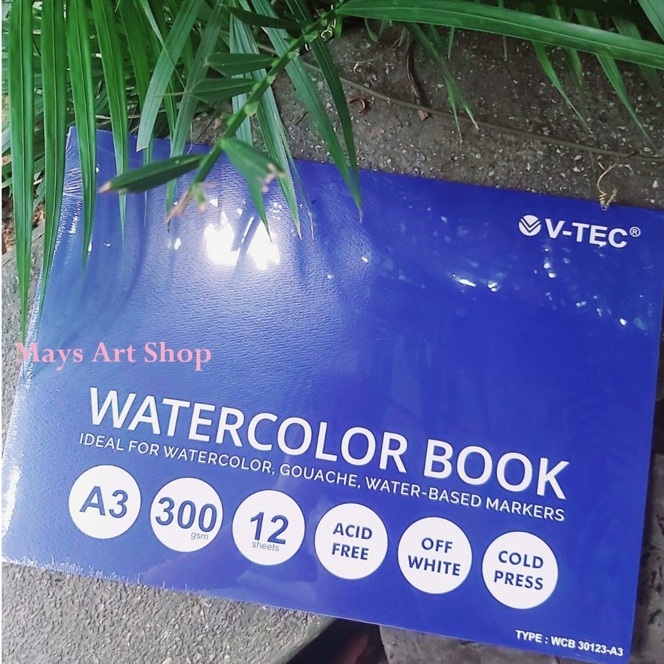 

V-tec Watercolor Book A3 300 gsm 12 lembar / Buku Gambar Watercolour Cat Air Murah